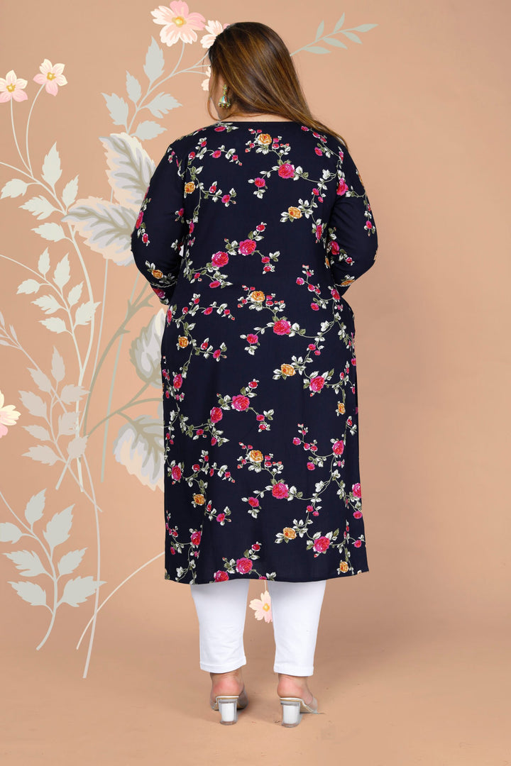 Flower Print Plus Size Kurti Kurta - MEHKFABPlus size Clothing