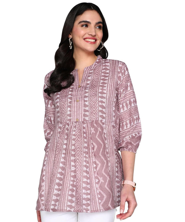 Geometric Print Summer Cotton Short Kurti for Women - MEHKFABShort kurti